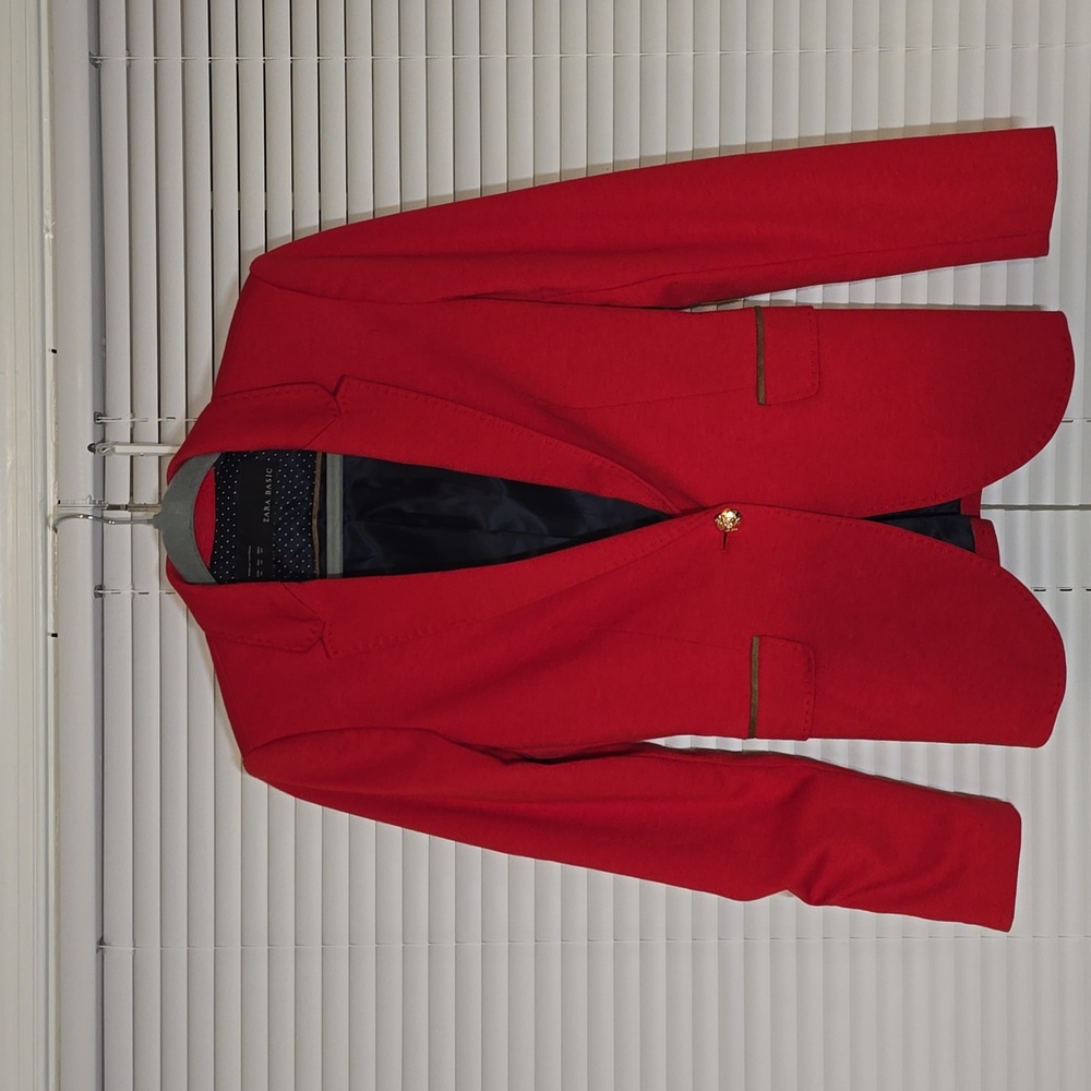 Bold Zara Basic Red Blazer – Size XS (24) – Classic Tailored Fit
